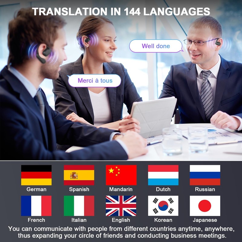 AI Real Time Translation Earbuds,144 Languages Real Time Translator,Bluetooth Wireless