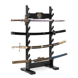 lukar Kylin 8 Tier Sword Rack Floor Standing, Multilayer Katana Stand Floor, Wooden Sword Display Stand Floor, Japanese Samurai Sword Holder