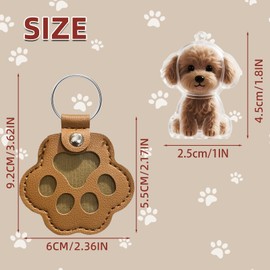 4 Pcs Dog Fur Storage Keychain, Dog Hair Collector Keychain Charm Memorial Storage Box, Paw Shaped Leather Memorial Keepsake for Bag Purse Paw Charm Key Holder(1+3)