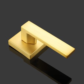 EHOMEWARE Gold Dummy Door Levers Interior Door Handles, Heavy Duty Levers for Closet, Non-Turning Reversible Levers for Left Right Handed Doors, Contractor Pack of 6