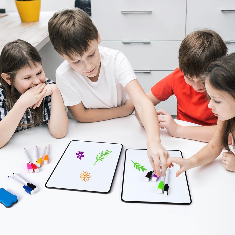 DOEWORKS Magnetic Whiteboard 30 x 21cm, Mini Double Sided White