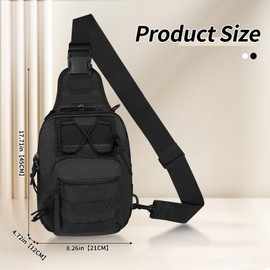 FuninCrea Sling Bag Men's Tactical Shoulder Bag Men's Anti-Theft Crossbody Bag Men's Neck Pouch Multi-Pocket and Versatile Chest Bag Men with Magic Tape, black