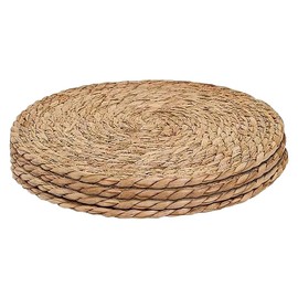 FSSTUD 4 Pcs Round Woven Placemats Rustic Wicker Table Mats Boho Braided Placemats Natural Rattan Placemat Farmhouse Weave Place Mats for Dining Table 24cm