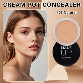 QIUFSSE Under Eye Concealer for Dark Circles with Primer,Pot Concealer Full Coverage Tattoo Cover up Makeup,Nourishing and Moisturizing,Cruelty-free（03 Netural）
