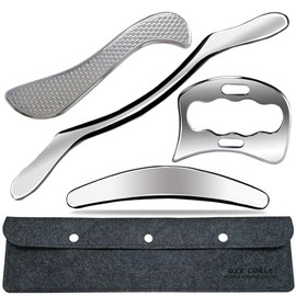 GYX COELE 4 in 1 Stainless Steel Muscle Scraper Tool,Scraping Tool Physical Therapy Soft Tissue Massage Tool, IASTM Gua Sha Instrument