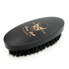 menesia Menesia Black Boar Bristle Hair Beard Brush for Men, Pocket Travel Men's Wooden Small Soft Wood Beard Brush (Black)