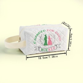 SuoSycorax Changed for Good Printed Quilted Makeup Pouch for Women - Velvety Polyester Cosmetic Organizer w/Triple Compartments, Travel & Makeup Brush Holder