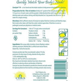 Ceralyte Lot of 10 CERALYTE-70: RICE-BASED ORAL ELECTROLYTE DRINK MIX-50g PACKETS - New