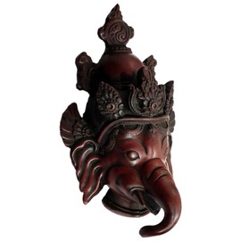 Purpledip resina Idol Krodhit Ganesha: Dakshin Murti Angry Ganapathi para colgar en la pared acabado de piedra máscara (11800)