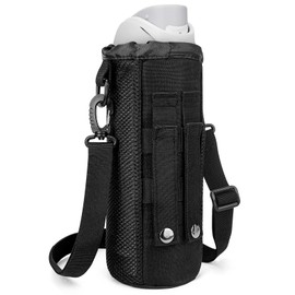 Linkidea Sports Water Bottle Bag Compatible with Owala FreeSip 24oz/32oz, YETI Yonder 1.5L/50oz, Nalgene, CamelBak, Drawstring Molle Bottle Holder, Tactical Mesh Bottle Carrier with Strap