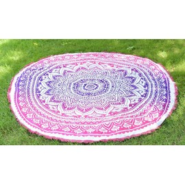 AVA Collections Round Cotton Mandala Large Tapestry Throw Rug Beach Mat Yoga Meditation Picnic Decoration Wall Decor 72’’ (l)