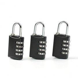 Anti-Theft Black 4-Digit Combination Padlock (A) 3-Piece Set Security Item
