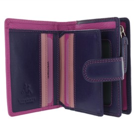 Visconti Leather Rainbow Collection BALI Purse RB40 Berry Multi