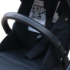 gogolotom Baby Pram PU Leather Handle Cover Compatible with Cybex Eezy S Twist (+) 2 Pushchairs Removable Pram Handle Cover with Zip Opening (for Baby Bumper, Black)