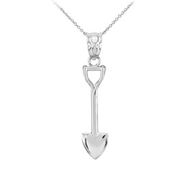 High Polish 925 Sterling Silver Shovel Pendant Necklace, 22"