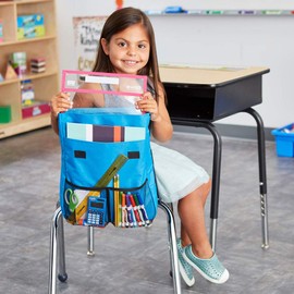 EAI Education NeatSeat Classroom Chair Organizer | Name-Tag Card, Dual Inner Pockets, Set of 4