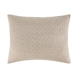 Levtex Home - Cross Stitch - Standard Sham - Taupe - Sham (26x20in.) - Cotton