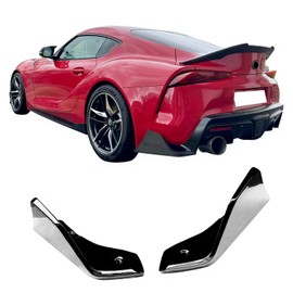 IKON MOTORSPORTS Rear Aprons, Compatible with 2020-2025 Toyota Supra & GR Supra A90 A91, AG Style Gloss Black ABS Plastic Rear Bumper Lip Lower Side Spat Valance Winglet Canard Protector 2PCS
