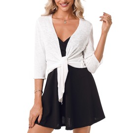 Gyabnw Women's Shrugs and Bolero UK Tie Front Cardigan Summer Lace Sheer Jacket for Dresses