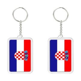 RaymNord 2 PCS Croatia Flag Keychain,Croatian Tag Keyring Key Chain for Car Motorcycle Auto