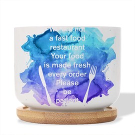 DecStic We are Not A Fast Food Restaurant Your Food is Made Fresh Ceramic Planters Bible Verse Pots for Plants with Drainage Holes and Saucers Pot for Indoor Outdoor Garden