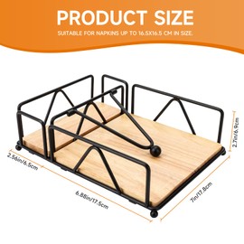 Ravasen Ravasen Napkin Holder for Table with Wooden Base, Metal Napkin Dispenser with Salt and Pepper Shakers Caddy, Modern Square Napkin Holders for Dining Table Decor, Kitchen, Outdoor, Party