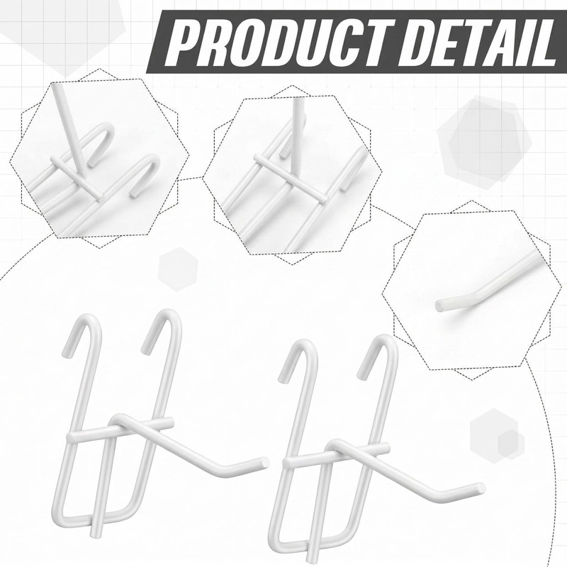 25 Pack Grid Wall Hooks, 2 Inch White Gridwall Hanger