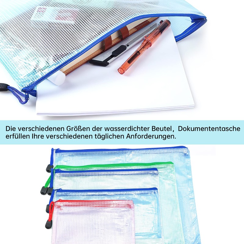 Pack of 10 Zip Bags, Document Bag, Zip Mesh Document
