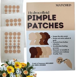 MATCHED Hydrocolloid Pimple Patches - Truly Invisible Pimple Patches - 3 Sizes, 72-Count(1 Pack )- Acne patches that match your skin tone & makeup - Acne Skincare (MIAMI)