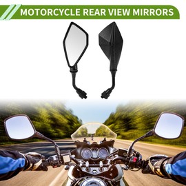 HOPESPANNER Universal Motorcycle Rear View Mirrors Adjustable Bar End Side Mirrors Mount Iron Plastic 1 Set Black M10 Polygonal Shape