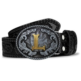 Btilasif Western Belt Buckle Western Cowboy Initial Letters ABCDJMR to Z Oval Belt Buckle for Men Women Boys Girls L