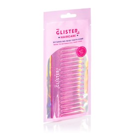Glister - Paradise Detangling Wide-Tooth Comb Brush for Best Styling and Professional Care, Suitable for Curly, Long, Wet Hair Types - Durable & Reduces Hair Loss - (Pink)