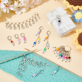 UNICRAFTALE 22pcs Number Charms Knitting Stitch Marker with 2pcs Knitting Row Counter Chains Crochet Stitch Marker Locking Stitch Marker with Removable Lobster Claw Clasps for DIY Sewing Accessories