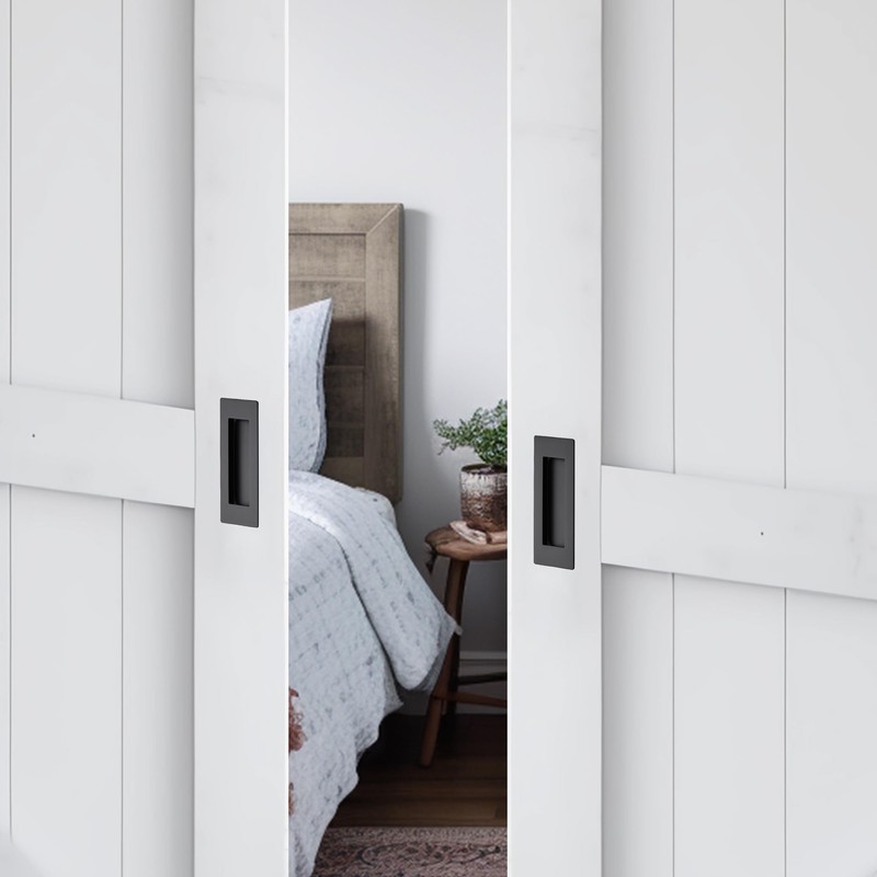 JOY DECOR 2 Pack Pocket Door Handles, 4.72" Rectangular Recessed