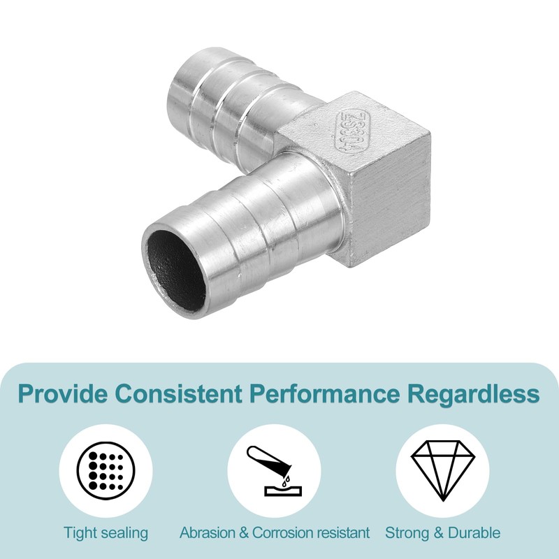 sourcing map 25mm Hose Barb 90 Degree Pipe Fitting, 304