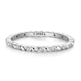 Parmuz 925 Sterling Silver Rings for Women Delicate Stackable Ring CZ Star Moon Cross Eternity Engagement Bands Ring Gift for Her, Sterling Silver, Cubic Zirconia