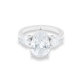 3-Stone Pear Cut Teardrop Main Stone 3 Carat Cubic Zirconia Fashion or Engagement Ring (7)