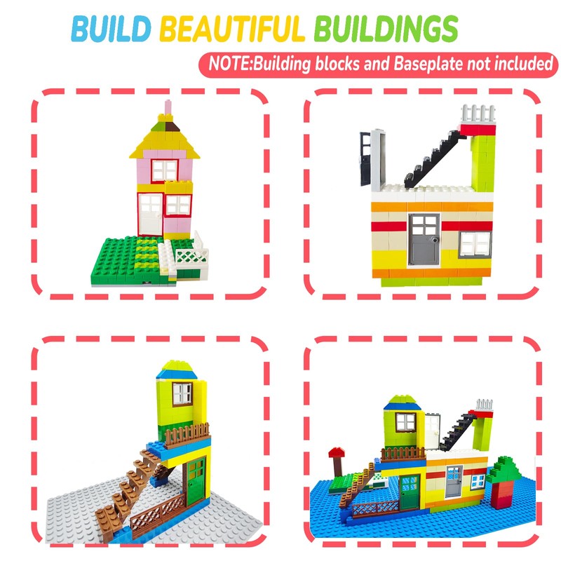 Cabeeskii Building Blocks Accessories, 50 Pieces Doors and Windows Set,