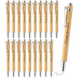 Pack of 20 Thank You Ballpoint Pens Gifts Bamboo Retractable Ballpoint Pen Thank You for Everything Inspirational Ballpoint Pen Farewell Gift Colleague Educator Teacher Classmate Girlfriend Gift