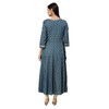 Yash Gallery Rayón Buta Print Anarkali Kurta para mujer, Azul,