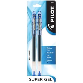 Pilot Bolígrafo Super Gel, Punto Fino (0.7 Mm.), Tinta De Gel Color Azul, Blíster Con 2 Piezas