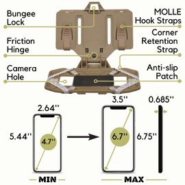 Let Me Be Tactical Plate Carrier Molle Phone Carrier Vest Attachments, Outdoor Universal Foldable Phone Chest Holder, Chest Rig Mount Navigation Board for 4.7"-6.7" Screen (FoldPanel-Tan)