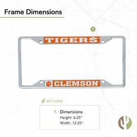 Desert Cactus Clemson University Car Accessories Metal License Plate Frame and Sticker for Front or Rear of Car (Sticker Frame Combo - Mascot)