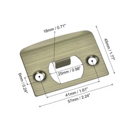 uxcell D-Type Door Strike Plate, 57mm x 45mm 201 Stainless Steel Latch Deadbolt Strike Plate for Door Frame Door Jamb, Bronze