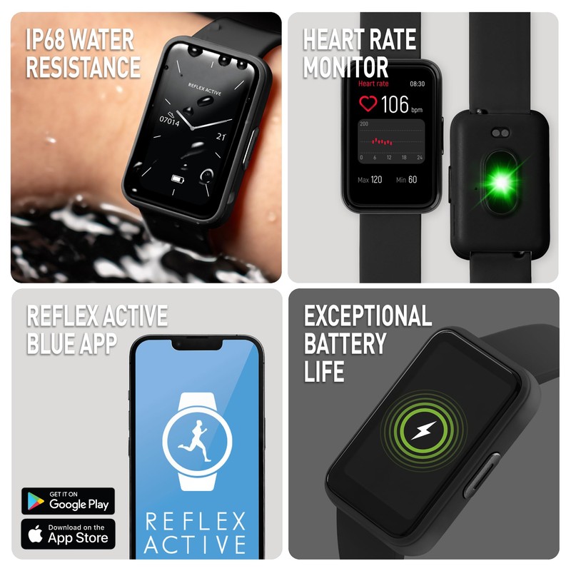Reflex Active Series 49 Black Strap Smart Calling Watch