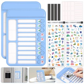 Audab 2Pcs Dry Erase Chore Chart for Kids, Magnetic Checklist Board, My Chores Slider Chart to Do List Board, Routine Reward Chart Schedule Board Task Tracker for Home Refrigerator, Wall, Desk (Blue)
