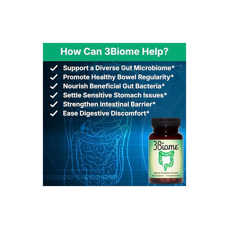 3Biome - Natural Probiotic Supplement - Non-GMO, Vegan, Gluten-Free