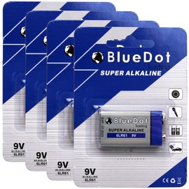 BlueDot Trading Heavy Duty 9 Volt Alkaline Batteries for Smoke and Carbon Monoxide Detectors, Security devices and Fire Alarms, (Packaging may vary), Quantity 4 Count