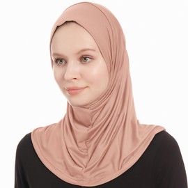 Hijab Women's Muslim Headscarf - Instant Headscarf - Ready To Wear Scarf - One Piece Amira Hijab Scarf - Headscarves for Women, Light brown, Unit size