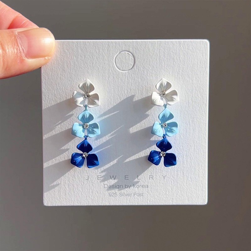 Long Flower Petal Earrings Boho Layered Floral Drop Earrings Flower